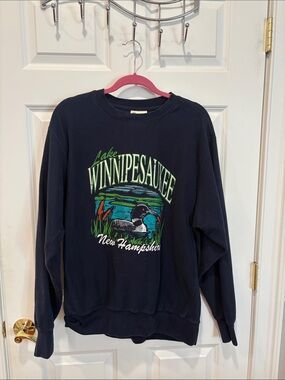 MV Sport Navy Lake Winnipesaukee Graphic Crewneck